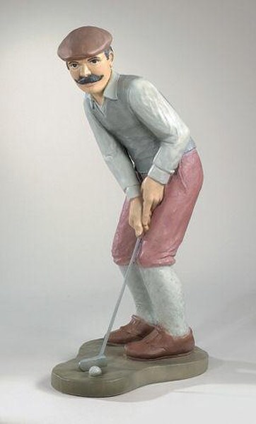 Nostalgic Golfer Man Statue Hand Painted in Colors